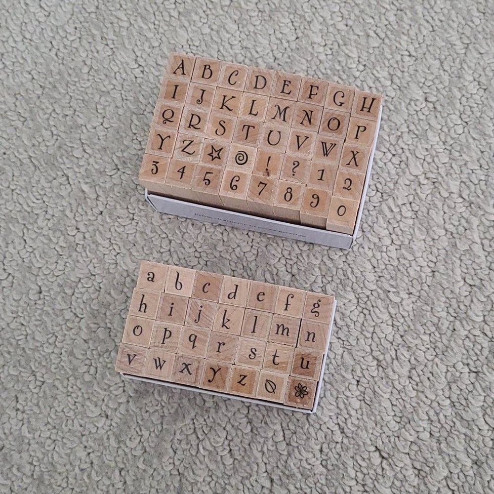 2 Sets Wooden Alphabet Stamps